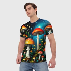 Мужская футболка 3D Ночные грибы - фото 2