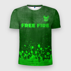 Мужская футболка 3D Slim Free Fire - green gradient посередине
