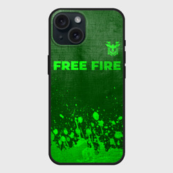 Чехол силиконовый для Apple iPhone 15 матовый Free Fire - green gradient посередине