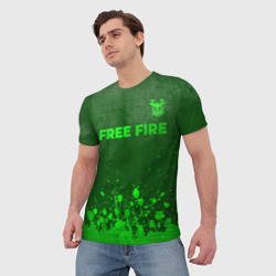 Мужская футболка 3D Free Fire - green gradient посередине - фото 2