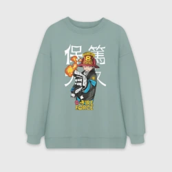 Женский свитшот oversize без начеса хлопок Пламенная бригада пожарных Синра Кусакабэ гг