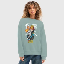 Женский свитшот oversize без начеса хлопок Пламенная бригада пожарных Синра Кусакабэ гг - фото 2