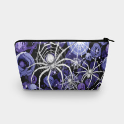 Косметичка 3D Белые пауки и фиолетовые цветы