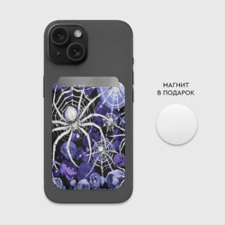 Картхолдер Magsafe магнитный Белые пауки и фиолетовые цветы - фото 2