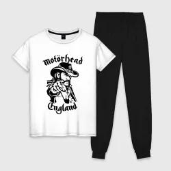 Женская пижама с белой футболкой хлопок Motorhead - Лемми 