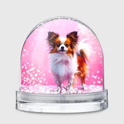 Игрушка Снежный шар Папильон на розовом