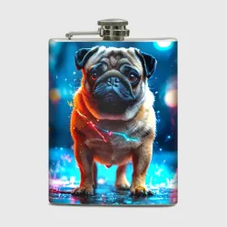 Фляга Мопс в неоновых искрах