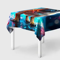 Скатерть 3D Мопс в неоновых искрах