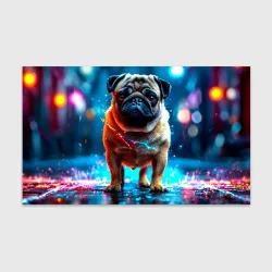 Бумага для упаковки 3D Мопс в неоновых искрах