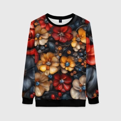 Женский свитшот 3D Объемные бутоны цветов