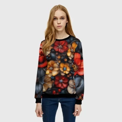 Женский свитшот 3D Объемные бутоны цветов - фото 2