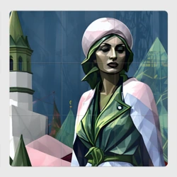 Магнитный плакат 3Х3 Девушка в зеленом платье