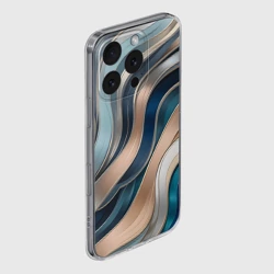 Чехол для iPhone 16 Pro Max силиконовый с защитой камеры Элегантные линии с перламутр - фото 2