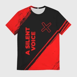 Мужская футболка 3D A Silent Voice - red gradient вертикально