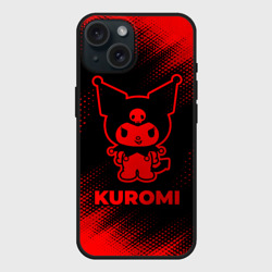 Чехол силиконовый для Apple iPhone 15 матовый Kuromi - red gradient