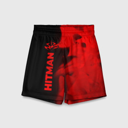 Детские спортивные шорты 3D Hitman - red gradient по-вертикали