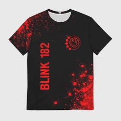 Мужская футболка 3D Blink 182 - red gradient вертикально