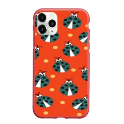 Чехол для iPhone 11 Pro Max матовый Божьи коровки в горошек