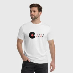 Мужская футболка хлопок Pac-Man ест ноты - фото 2