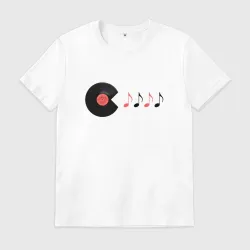Мужская футболка хлопок Pac-Man ест ноты