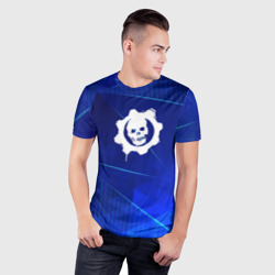 Мужская футболка 3D Slim Gears of War blue poly - фото 2