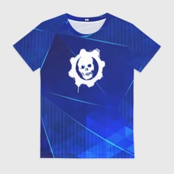 Женская футболка 3D Gears of War blue poly