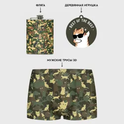 Подарочный набор Фляга и Трусы 3D Котофляжный камуфляж 