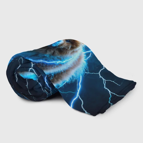 Плед 3D с принтом Чау-чау в разрядах молний, фото на моделе #1