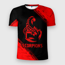 Мужская футболка 3D Slim Scorpions - red gradient