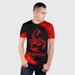 Мужская футболка 3D Slim Scorpions - red gradient - фото 2