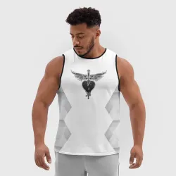 Мужская спортивная майка 3D Bon Jovi white poly - фото 2