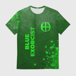 Мужская футболка 3D Blue Exorcist - green gradient вертикально