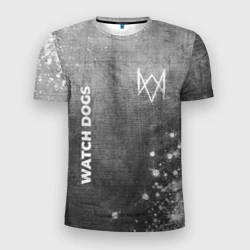 Мужская футболка 3D Slim Watch Dogs - grey gradient вертикально
