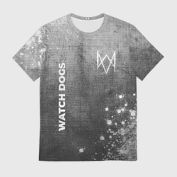 Мужская футболка 3D Watch Dogs - grey gradient вертикально
