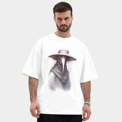 Мужская футболка Oversize хлопок premium Чумной доктор в остроносой маске - фото 2