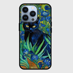 Чехол для iPhone 13 Pro Ирисы Ван Гога и кот