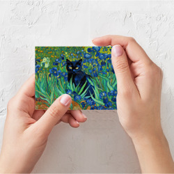 Поздравительная открытка Ирисы Ван Гога и кот - фото 2