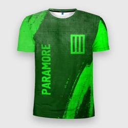 Мужская футболка 3D Slim Paramore - green gradient вертикально