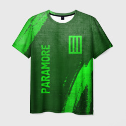 Мужская футболка 3D Paramore - green gradient вертикально