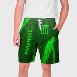 Мужские шорты 3D Paramore - green gradient вертикально