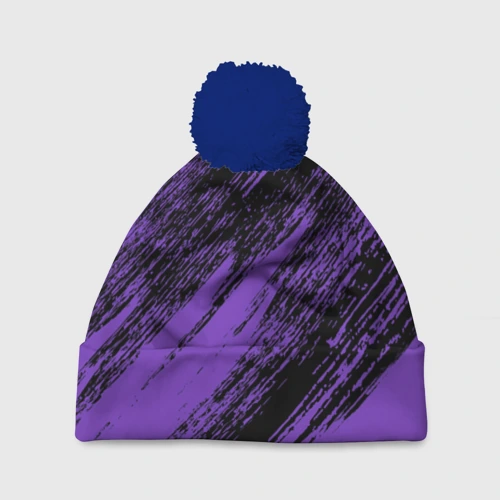 Шапка 3D c помпоном The color is purple and black 