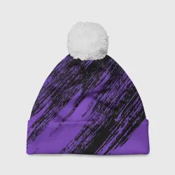 Шапка 3D c помпоном The color is purple and black 