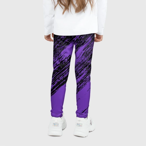 Детские леггинсы 3D The color is purple and black  - фото 4