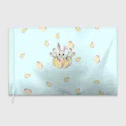 Флаг 3D Кролик радостный с яйцами