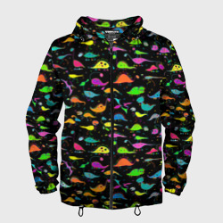 Мужская ветровка 3D Неоновые кислотные динозаврики