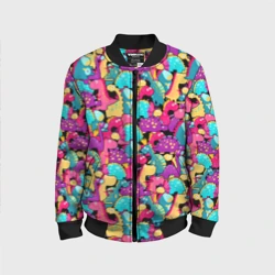 Детский бомбер 3D Разноцветные пучеглазые динозавры