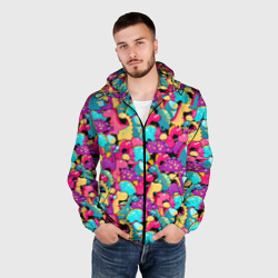 Мужская ветровка 3D Разноцветные пучеглазые динозавры - фото 2