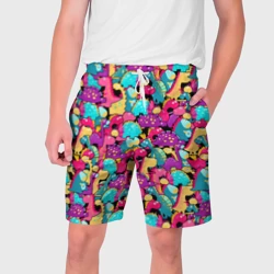 Мужские шорты 3D Разноцветные пучеглазые динозавры