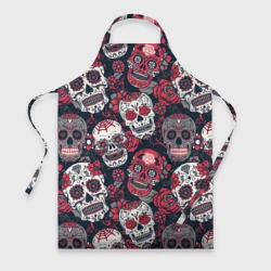 Фартук 3D Мексиканские черепа в розах
