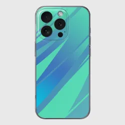 Чехол для iPhone 16 Pro Max силиконовый с защитой камеры Нежный голубой с полосами градиент